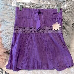 Purple Crinkle Midi Elastic Waist Skirt